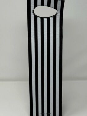 Henri Bendel Brown and White Vertical Stripe Wine Tote